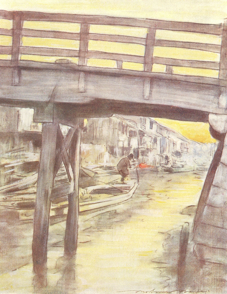 JAPAN. Workers. A Canal in Osaka 1904 old antique vintage print picture